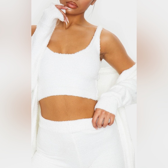 Cream Chenille Cardigan, Crop Top & Pants Set☁️ - Picture 9 of 14